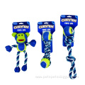 cheaper Tennis Rope Dog toy with PVC toy